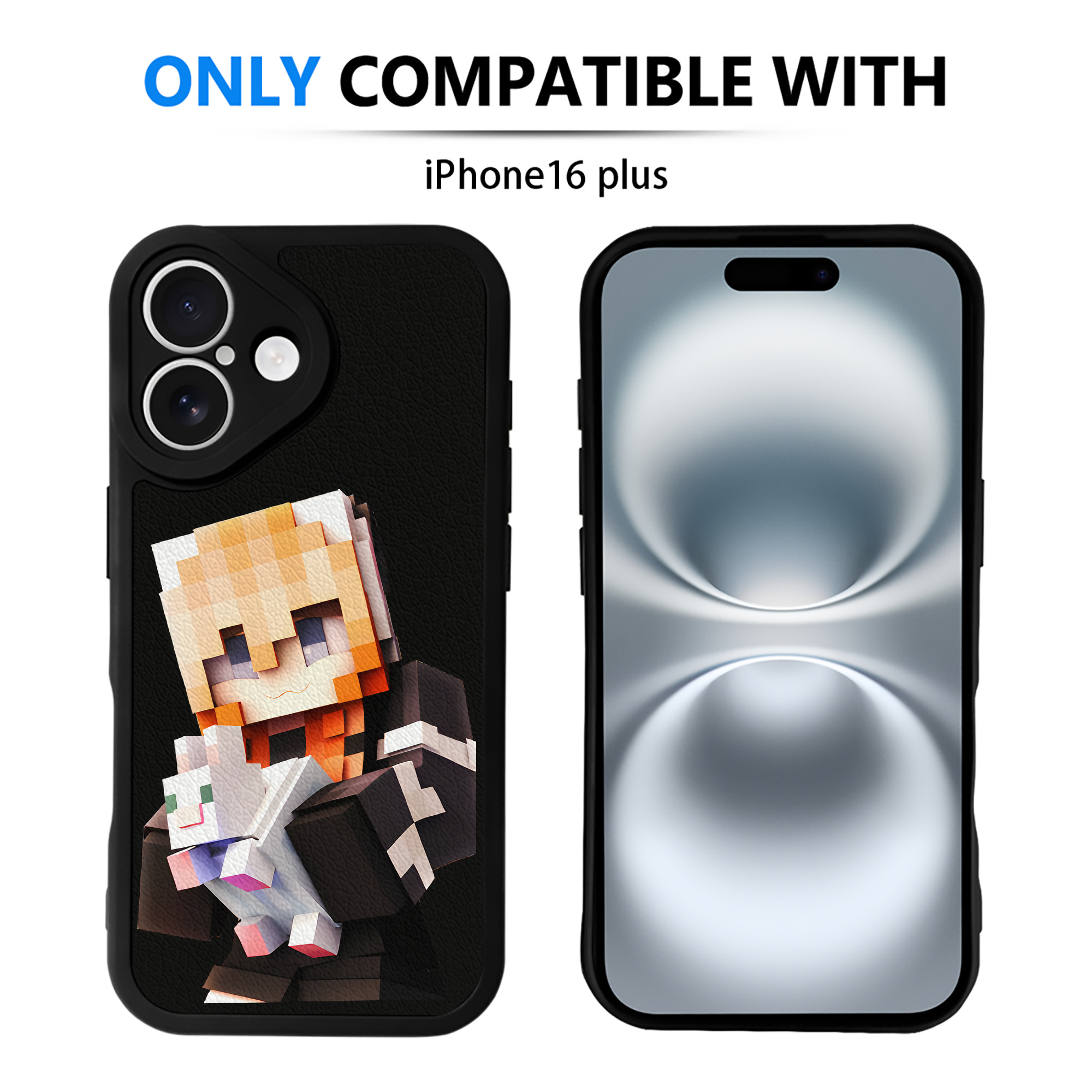 （画像用） マインクラフト ブロックの世界 Minecraft MC Block world 【iPhone 16シリーズ対応】シリコンスマホケース（レザー調） 材質：シリコン